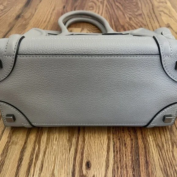 CELINE Gray Leather Drummed Grained Mini Luggage Tote Bag - Picture 10 of 11